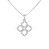 moissanite 4 petal flower necklaces in sterling silver